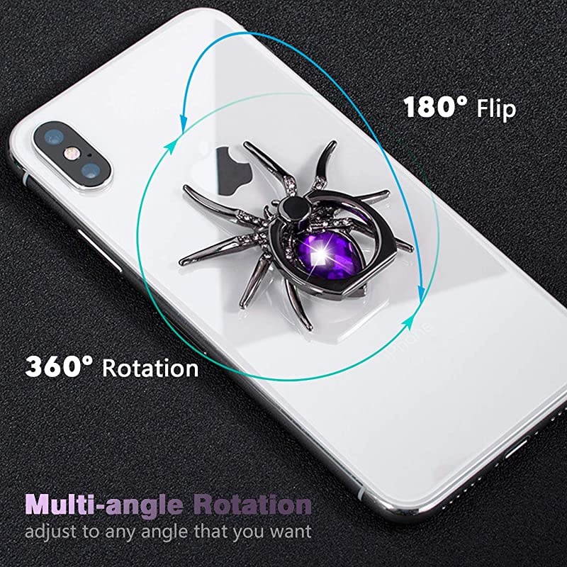 Spider Phone Ring Holder  Animal Sparkle Phone Ring Finger Grip Rhinestone Phone Holder for All Smartphone Purple