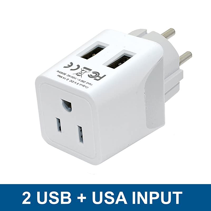 Israel Palestine Travel Adapter Plug with Dual USB Usa Input Type H Ultra Compact Perfect for Cell Phones Laptop Camera Chargers iWatch iPhone and More CTU14