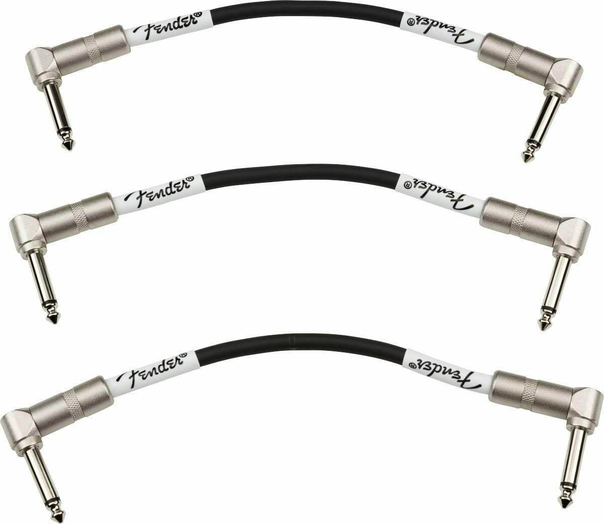 Fender 6" Professional Series Patch Cable, 1/4"-Right Angle, Black - 3 Pack
