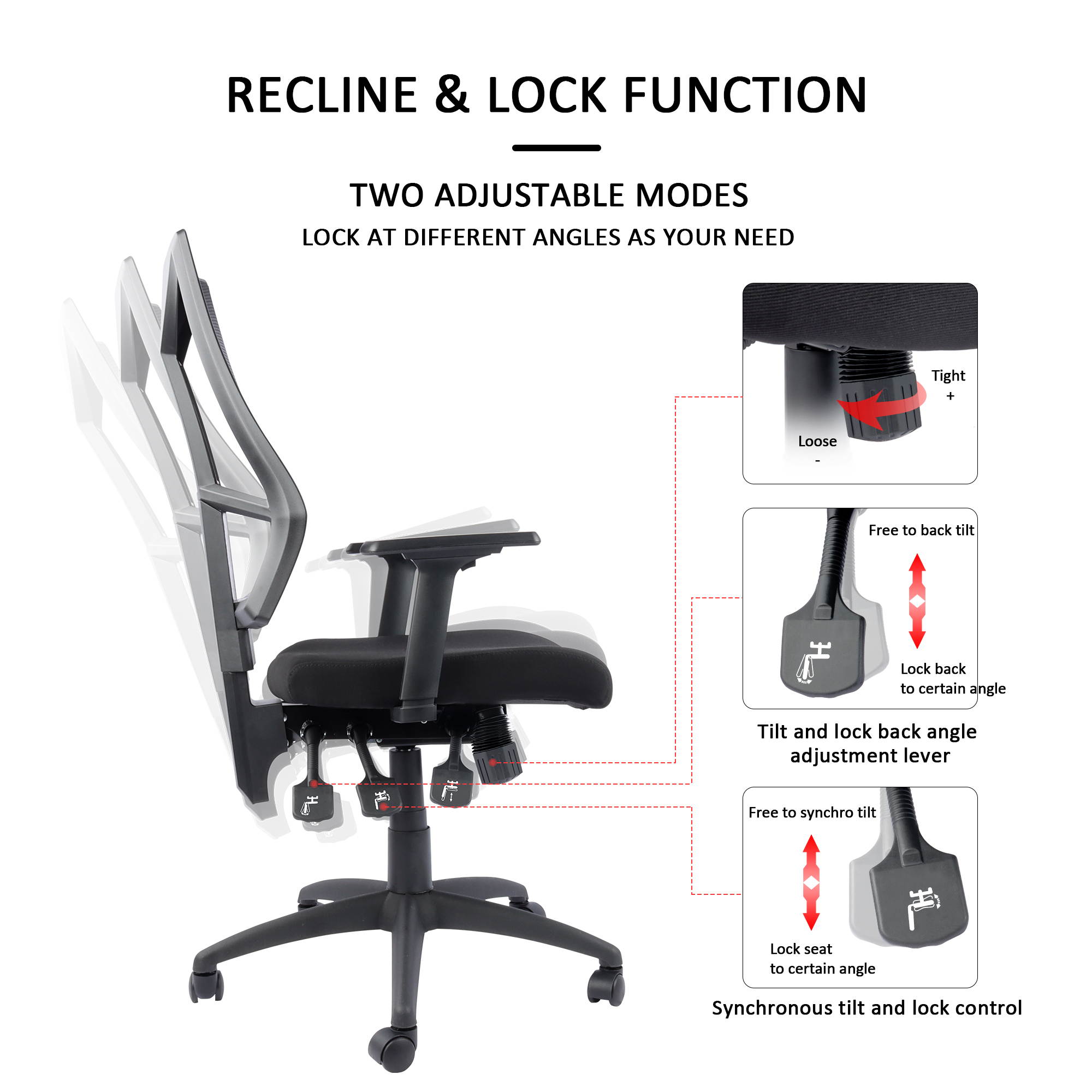 Office Chair, Ergonomic Desk Chair Clearance, Mesh Computer Task Swivel Chair High Back with Adjustable Arms, Seat and Back, Black