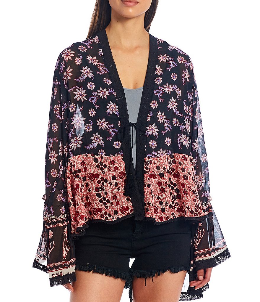 Free People Placed Print Lola Bell Sleeve Kimono
