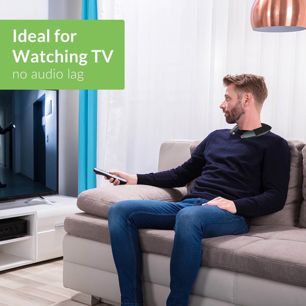 Avantree Wearable Wireless Speaker, Bluetooth 5.0, aptX HD, Low Latency, Personal Neckband Speakers with Retractable Earbuds, Superb Audio Quality, 3D Surround Stereo for Music TV Calls - Torus (NB05)