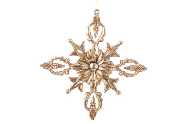 Raz Imports 6" Weathered Floral Snowflake Christmas Ornament - Gold/Silver