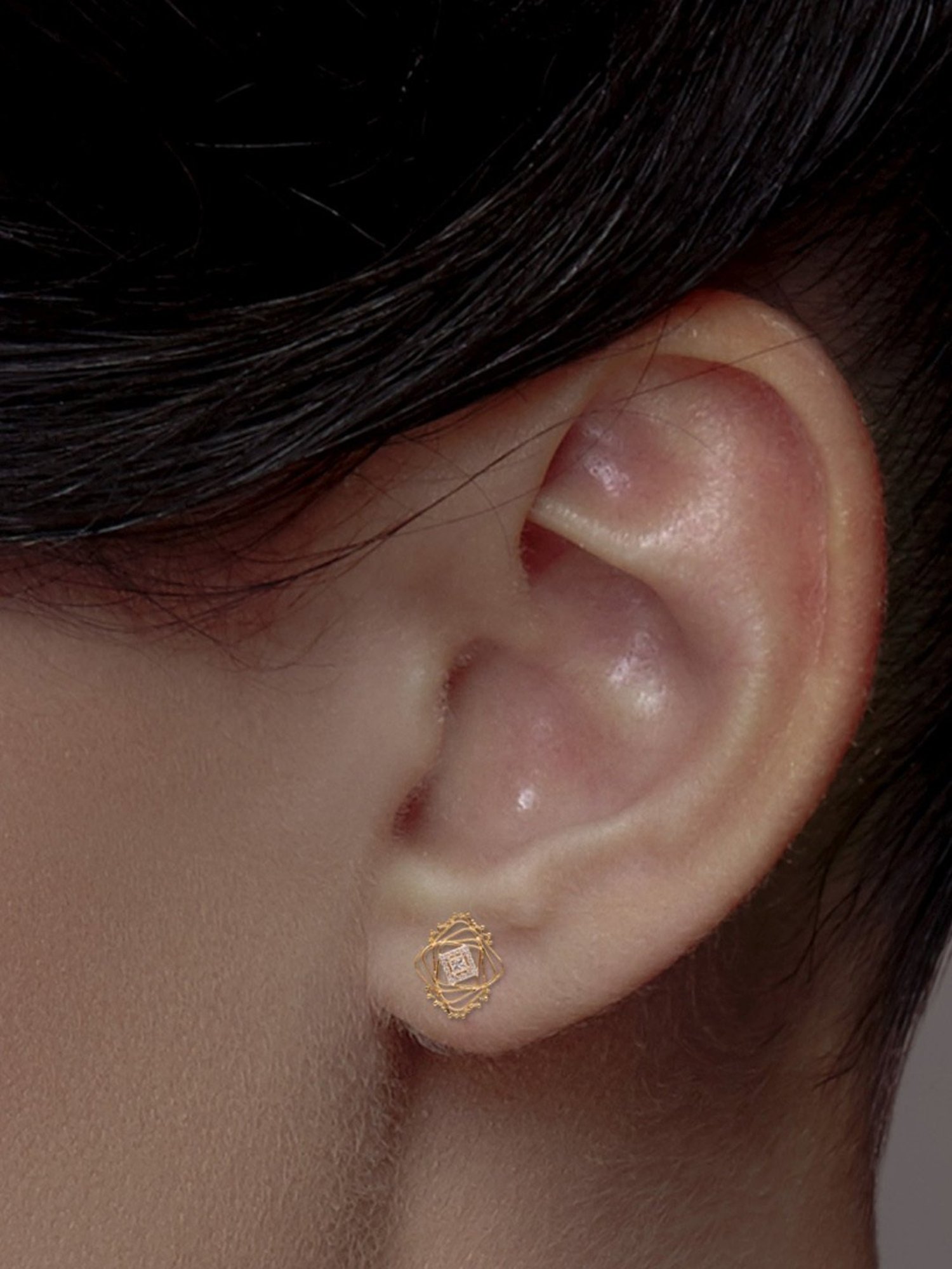 C.Krishniah Chetty 18k Gold & Diamond with Gemstones Stud Earrings for Women