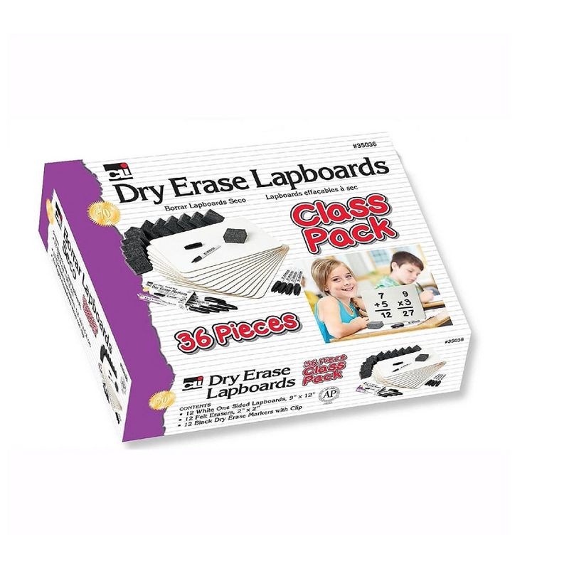 Charles Leonard Lapboard Class Pack Dry Erase Boards 9 x 12 White 12/KT 35036