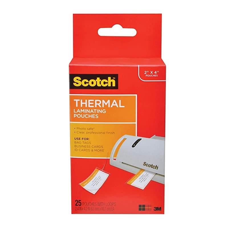 Thermal Laminating Pouches 248 in x 421 in Luggage Tag Size with Loop 25 Pouches TP585325