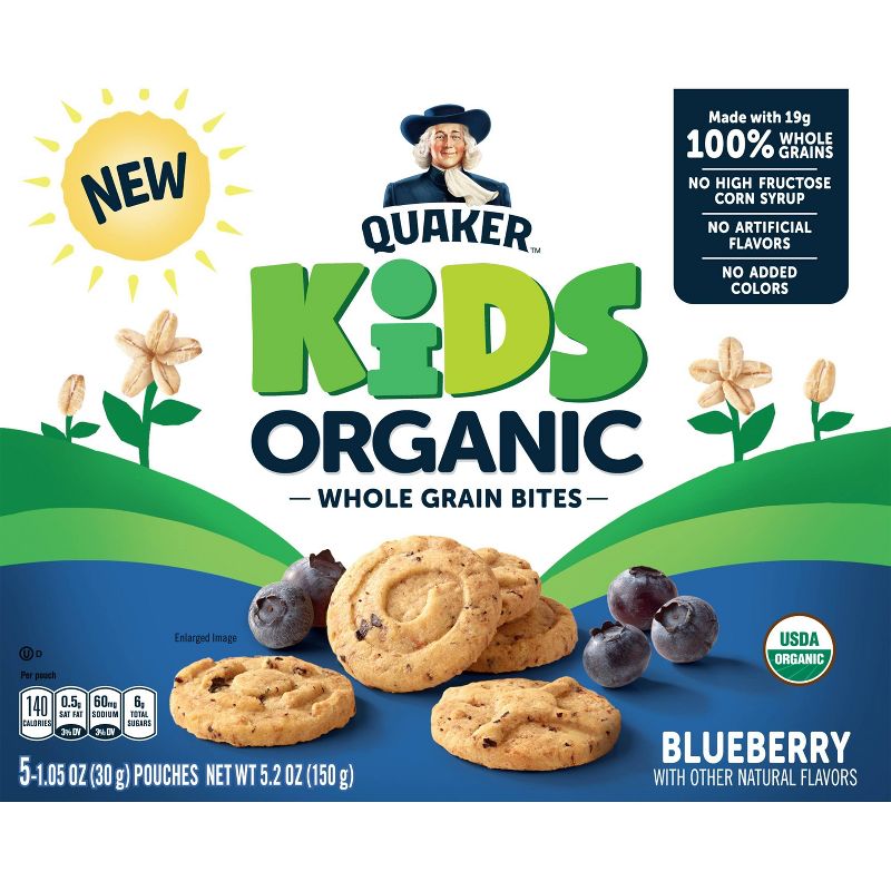 Quaker Kids Organic Bites Blueberry - 5ct