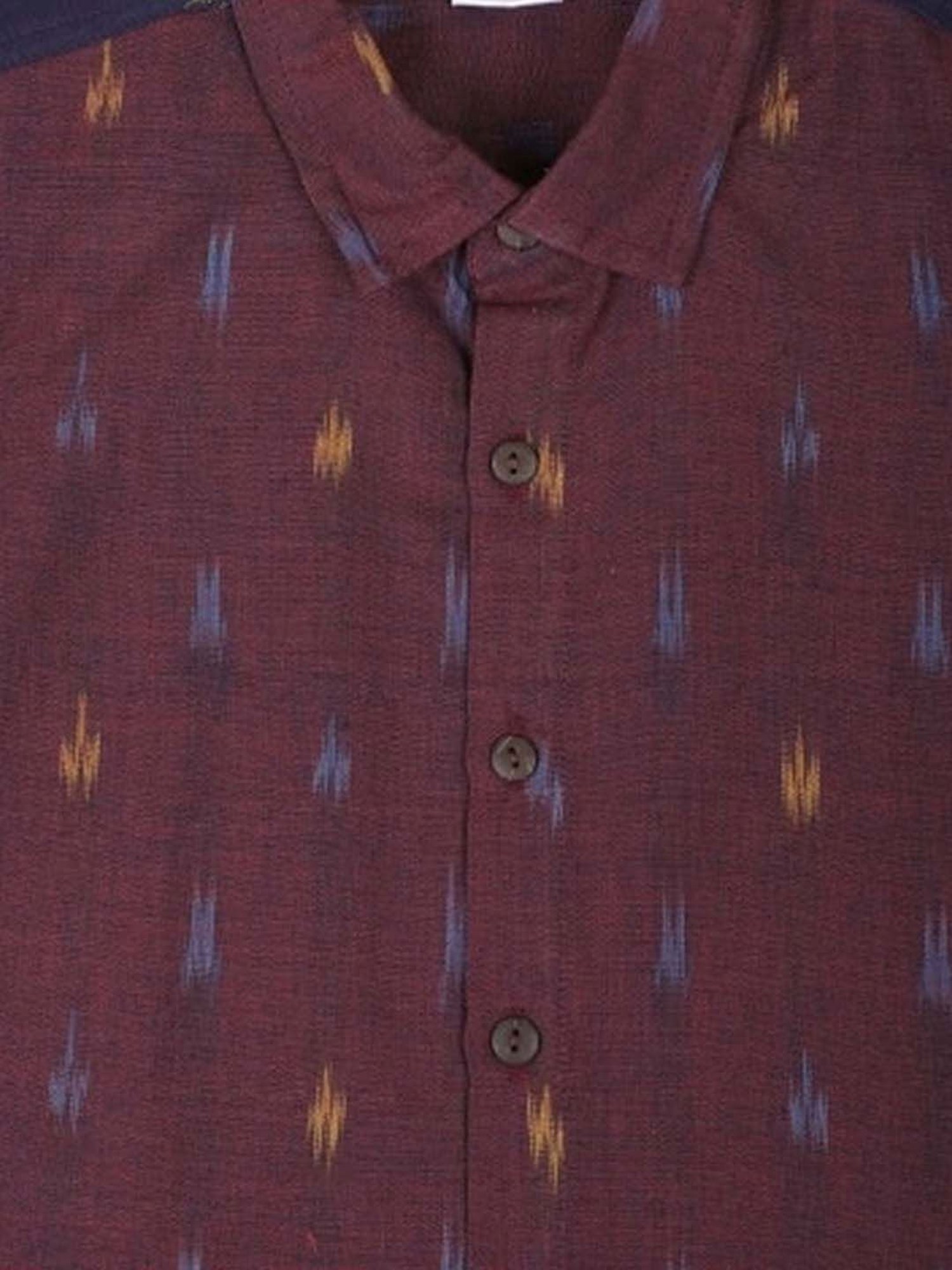 Fabindia Kids Purple Cotton Self Pattern Shirt