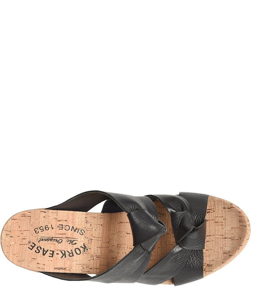 Kork-Ease Sammi Leather Knot Cork Platform Wedge Slide Sandals
