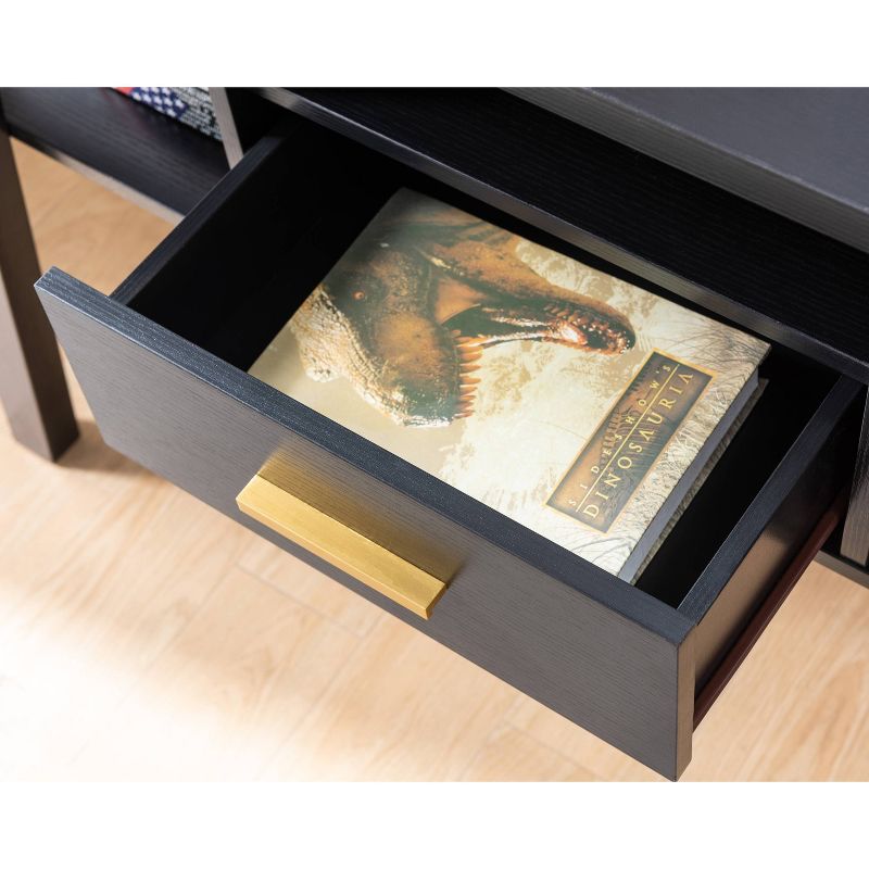 Ossy 4 Shelf Console Table with 1 Drawer Black - miBasics