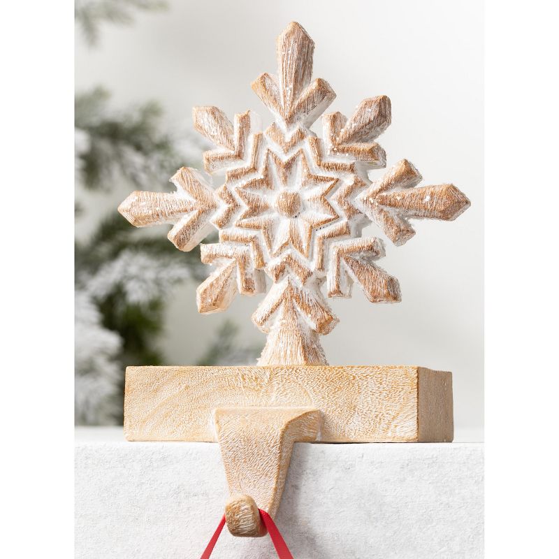Sullivans Snowflake Stocking Holder 9"H Brown
