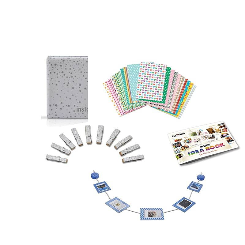 INSTAX Mini 11 Instant Film Camera Charcoal Gray + 10 Fresh Exposures + AA Batteries + Glitter Pegs + Frame Stickers + Wood Photo Holder + Photo Album