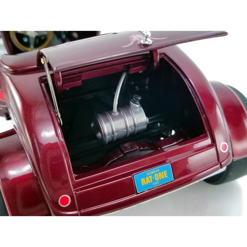 1934 Hot Rod Roadster Brandywine Burgundy Met. with Flames Limited Edition to 450 pieces Worldwide 1/18 Diecast Model Car by GMP