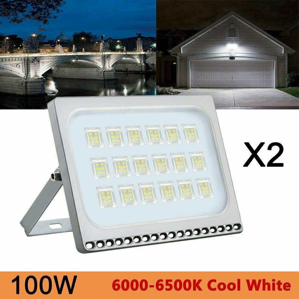 2pcs 100W LED Flood Light Outdoor Garden Lamp Yard Security Landscape Spotlight