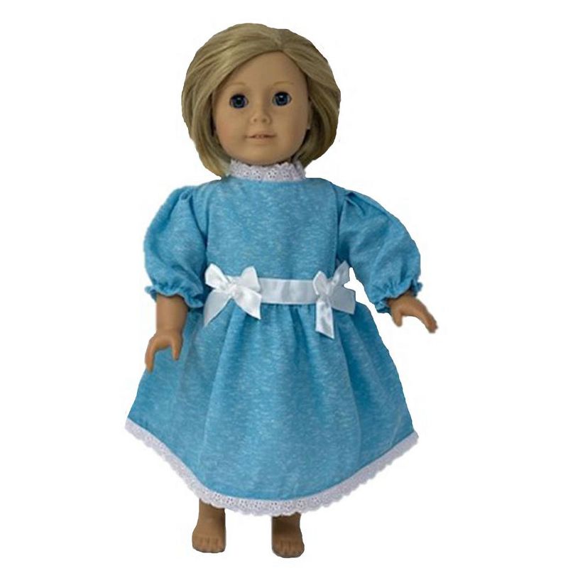 The Queen's Treasures Little House on the Prairie Green Calico Dress, Bonnet & Apron for 18" American Girl Dolls