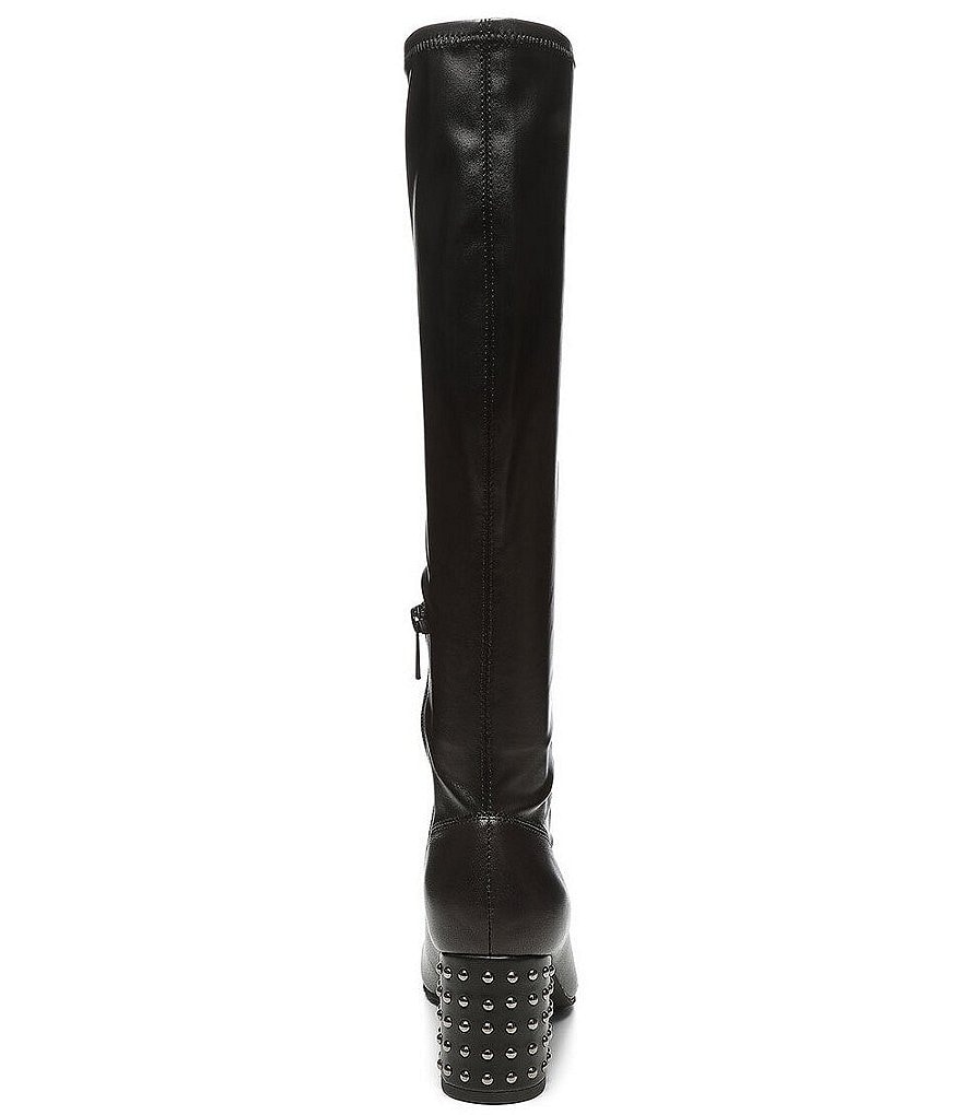 Donald Pliner Cassidy Leather Stretch Shaft Studded Heel Tall Boots