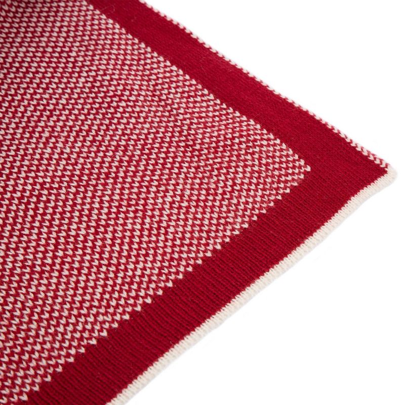 60" x 50" Knitted Acrylic Throw Blanket Red and White - Glitzhome