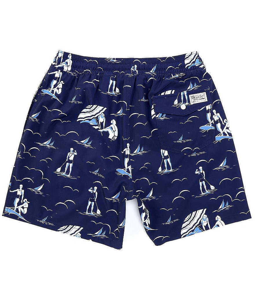 Polo Ralph Lauren Traveler Solid Blue 5 3/4#double; Inseam Swim Trunks