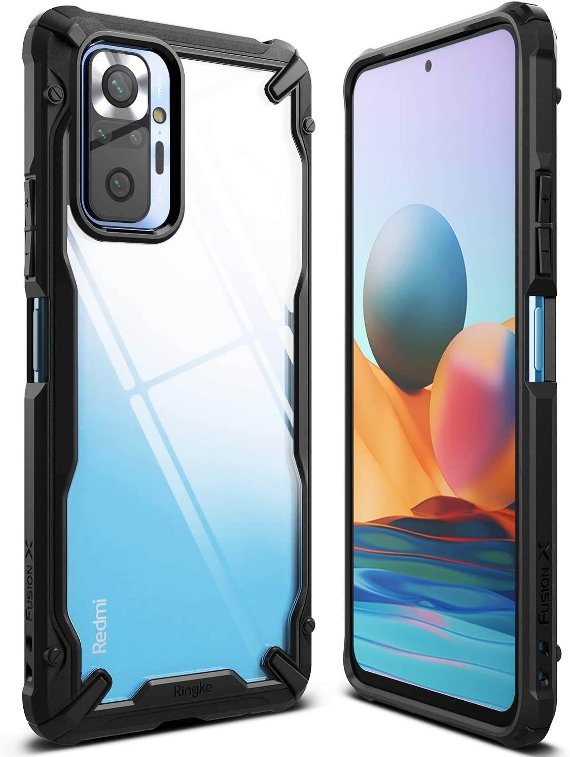 Ringke Fusion-X Compatible with Xiaomi Redmi Note 10 Pro, Redmi Note 10 Pro Max Case, Shockproof Rugged TPU Bumper Cover - Camo Black