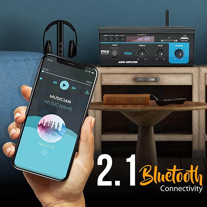 Home Audio Power Amplifier System 2X40W Mini Dual Channel Sound Stereo Receiver Box w LED For Amplified Speakers CD Player Theater via 35mm RCA for Studio Home Use  PCA2