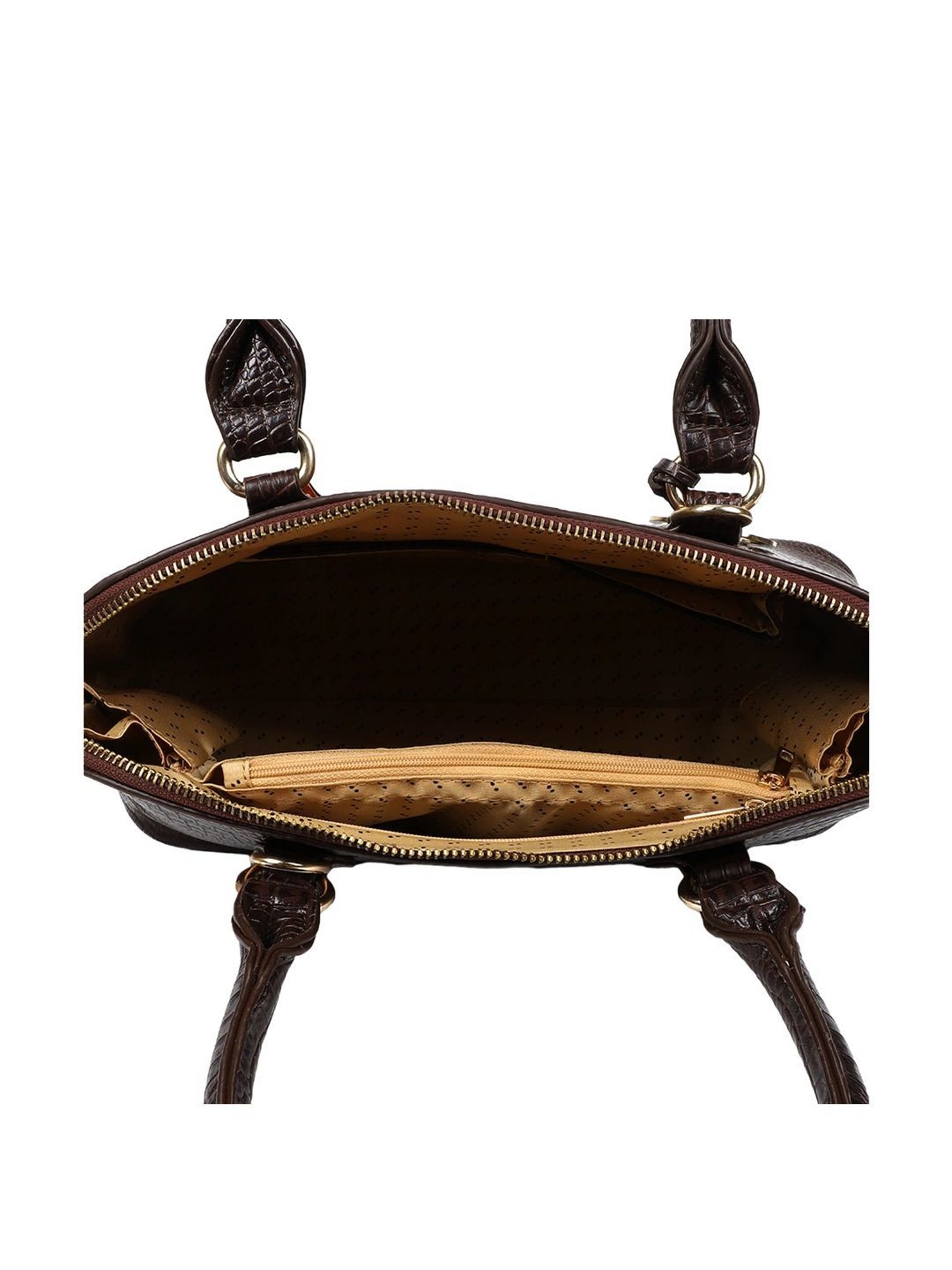 Carlton London Brown Textured Medium Shoulder Handbag