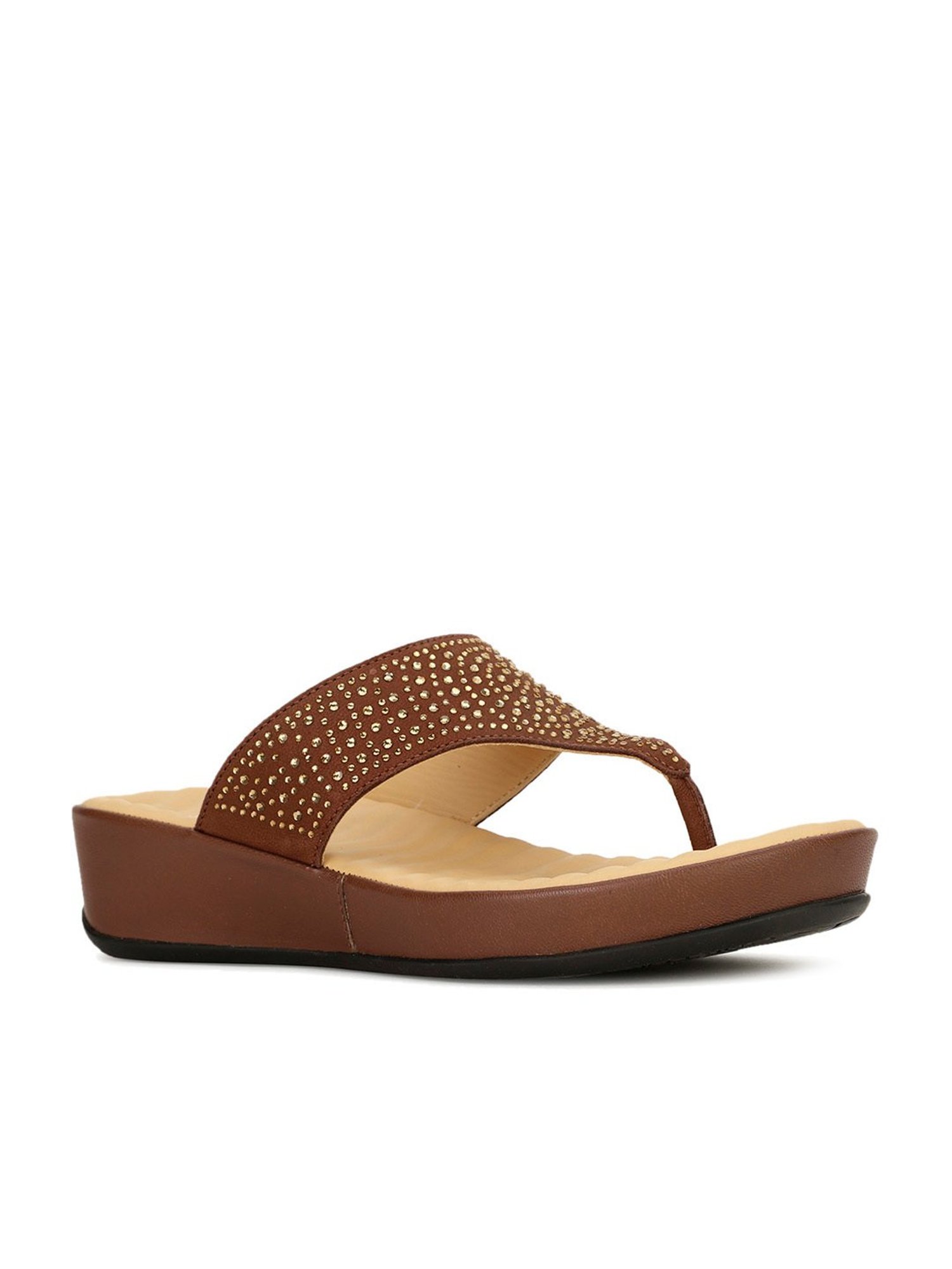 Scholl by Bata Women's Brown Thong Wedges