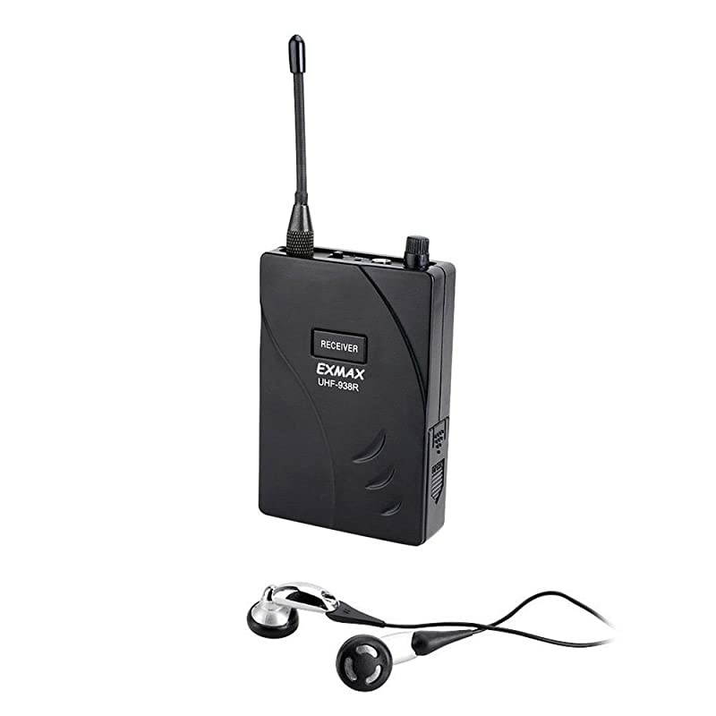 UHF-938 UHF Acoustic Transmission Wireless Headset Microphone Audio Tour Guide System for Church Churches Translation Teaching Travel Simultaneous Interpretation(1 Transmitter and 8 Receivers)