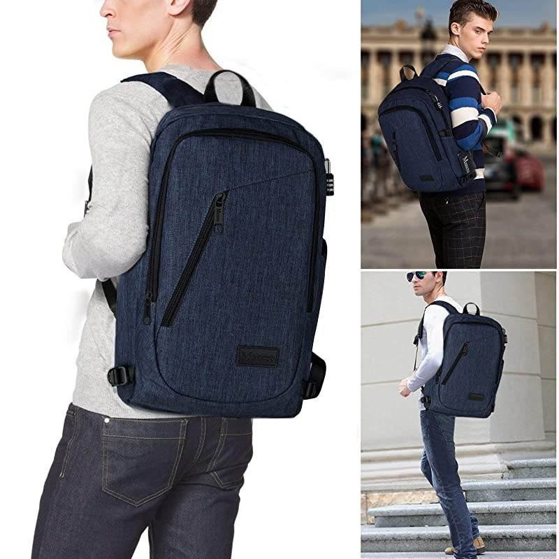 College Backpack, Business Slim Laptop Backpack,  Anti-Theft Water Resistant Computer Backpack w/USB Charging Port, Lightweight Travel Bag Fit 15.6 Inch Laptops & Tablets in Dark Indigo