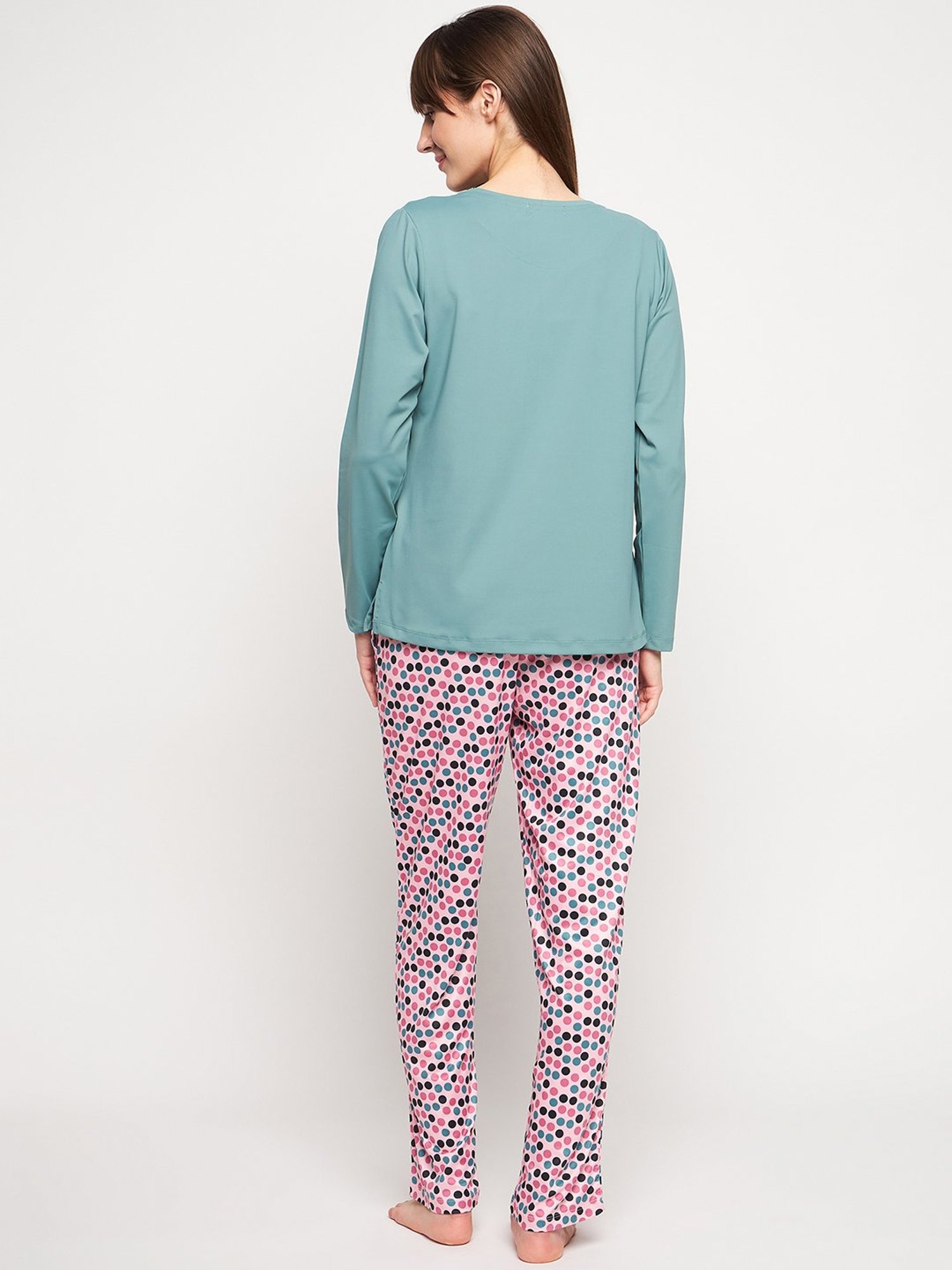 MADAME M Secret Green Graphic Print T-Shirt With Pyjamas