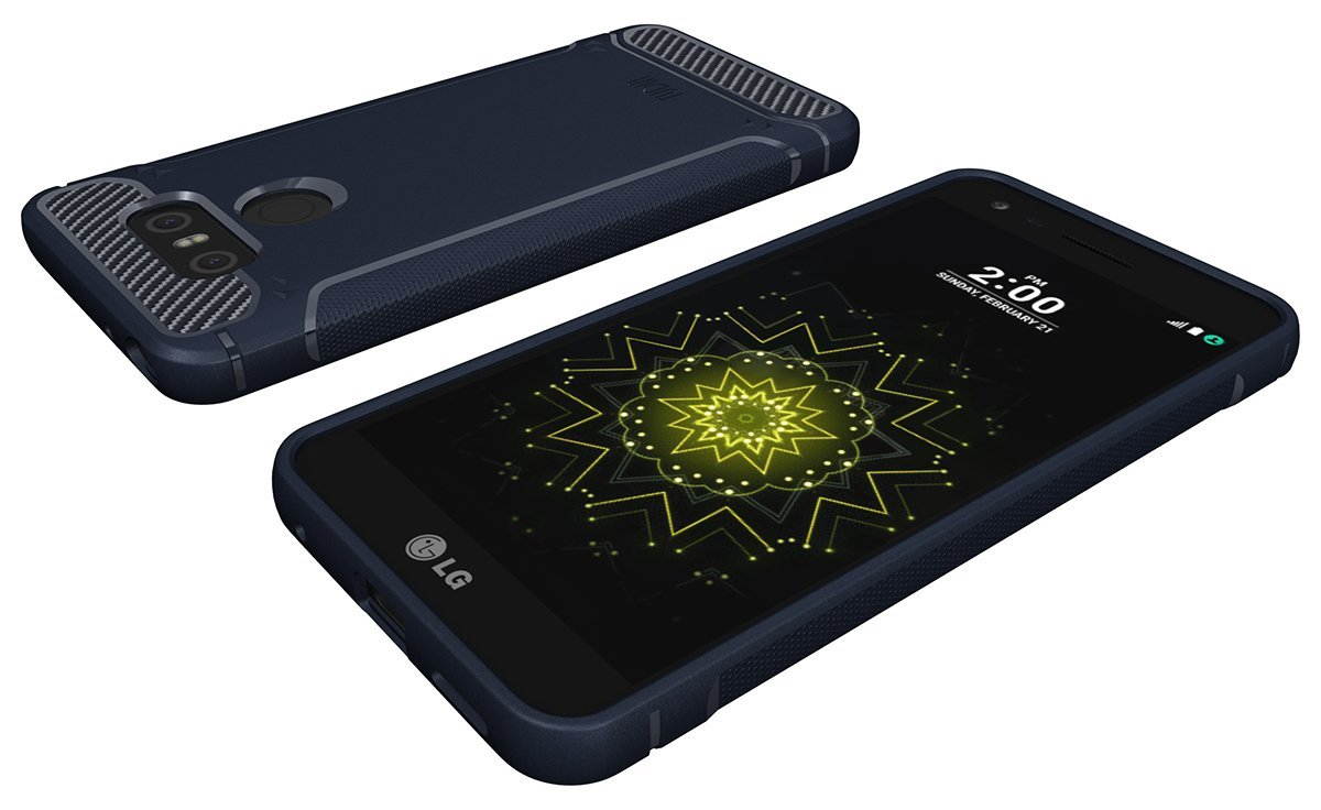 TUDIA Carbon Fiber Design Lightweight [TAMM] TPU Bumper Shock Absorption Case for LG G6 (Black)