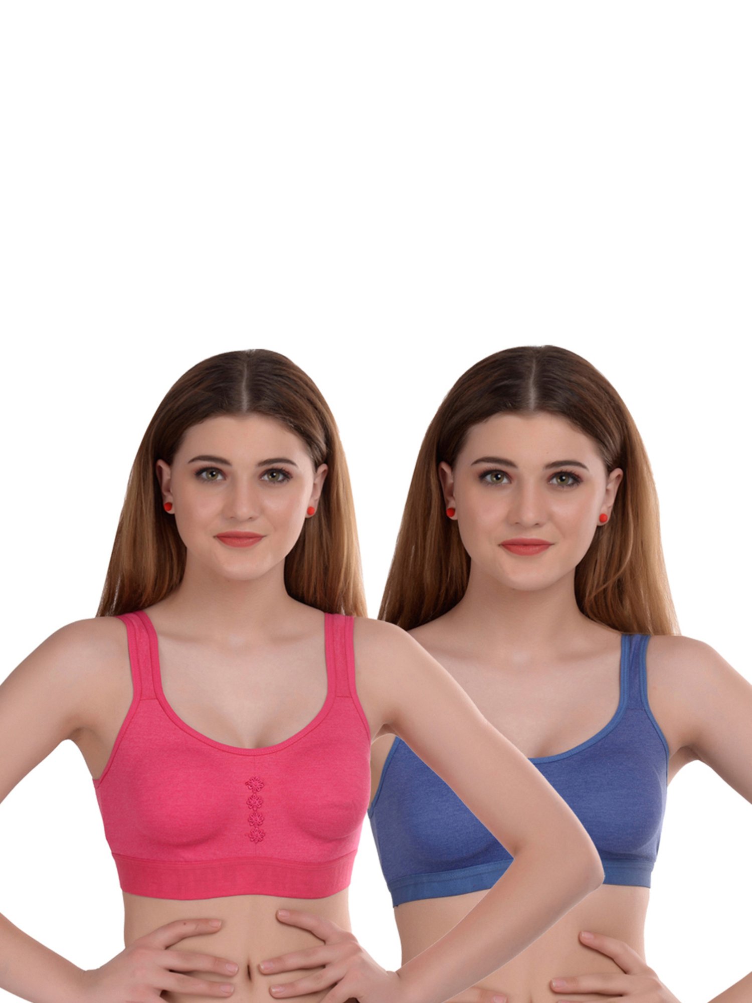 AROUSY Pink & Blue Cotton Beginner's Bra - Pack Of 2