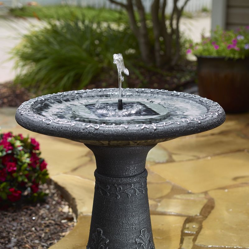 2" H Aquanura Polyresin Solar Birdbath Insert Gray - Smart Living