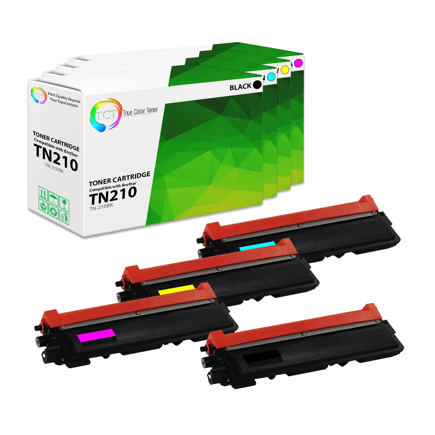 TCT Premium Compatible Toner Cartridge Replacement for Brother TN-210 TN210C TN210M TN210Y works with Brother HL-3040 3070, MFC-9010 9120 9320 Printers (Cyan, Magenta, Yellow) - 3 Pack