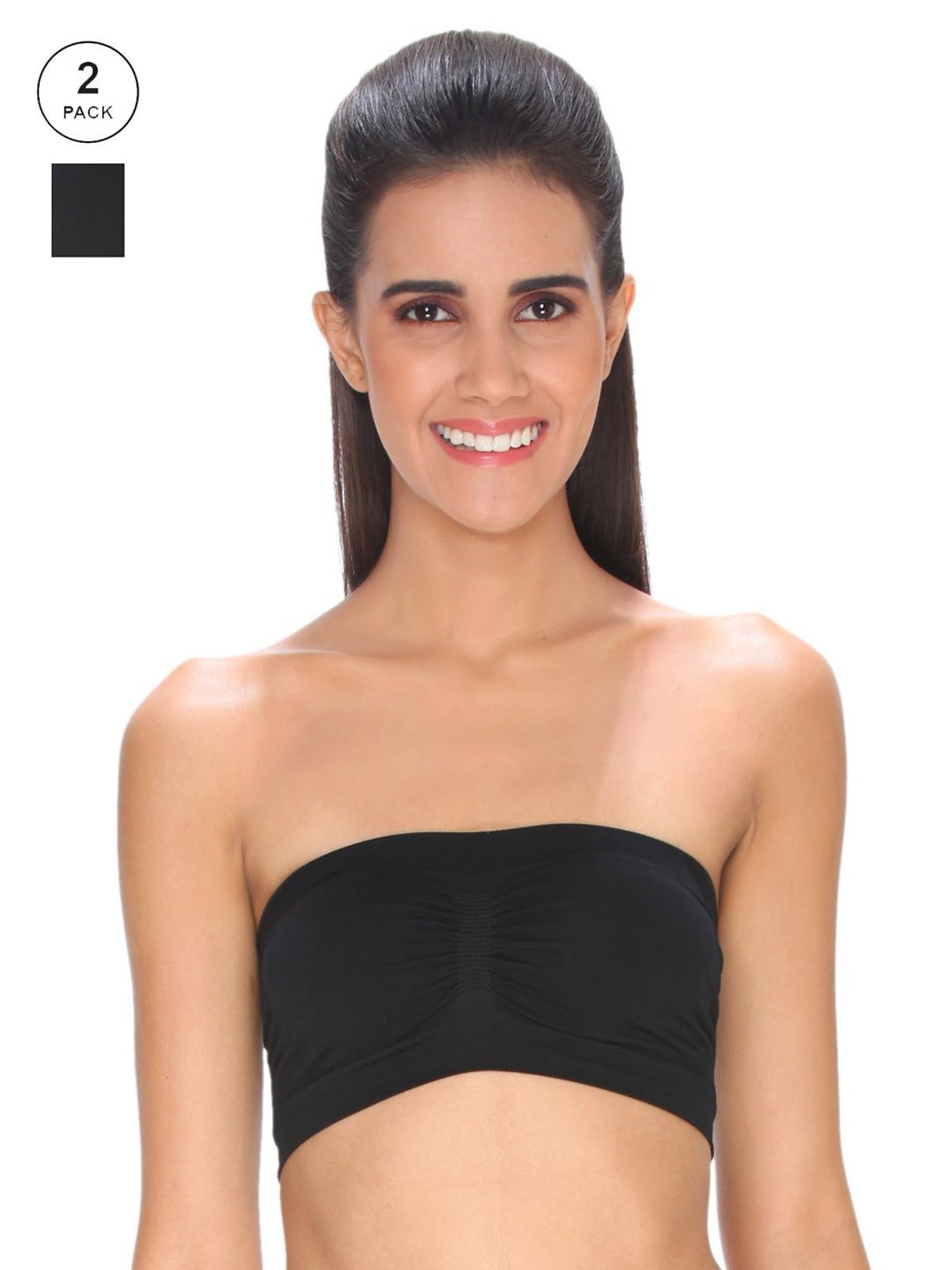 C9 Airwear Black Full Coverage Bandeau Bra - Pack of 2