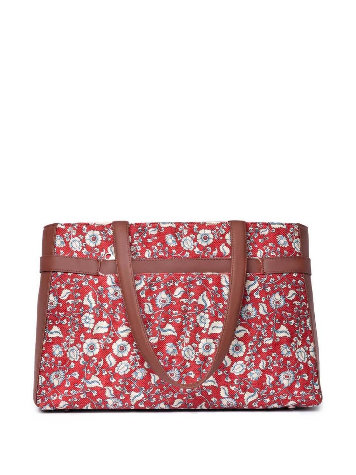 ZOUK Red Printed Large Laptop Tote Handbag