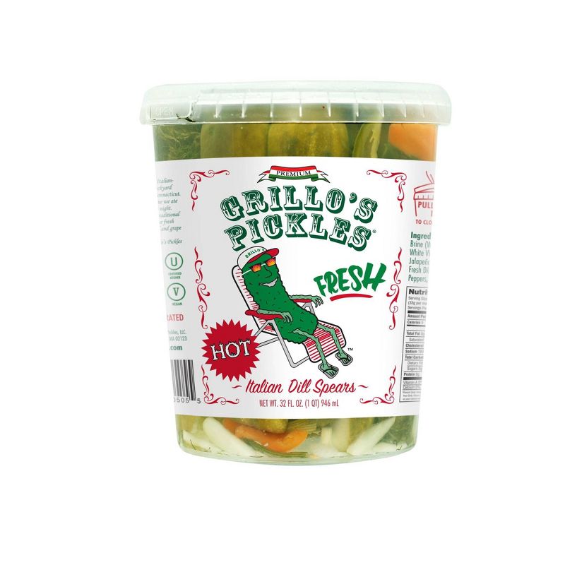 Grillo's Pickles Hot Italian Dill Spears - 32oz