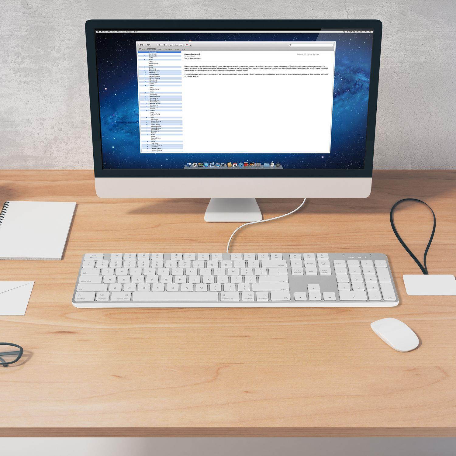 Macally SLIMKEYPROA Ultra-Slim USB Wired Space Keyboard - Gray