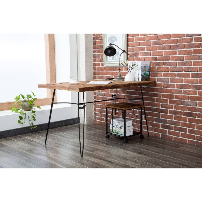 Weston Wood & Metal Rolling File Cabinet Brown/Black - Summerland Home