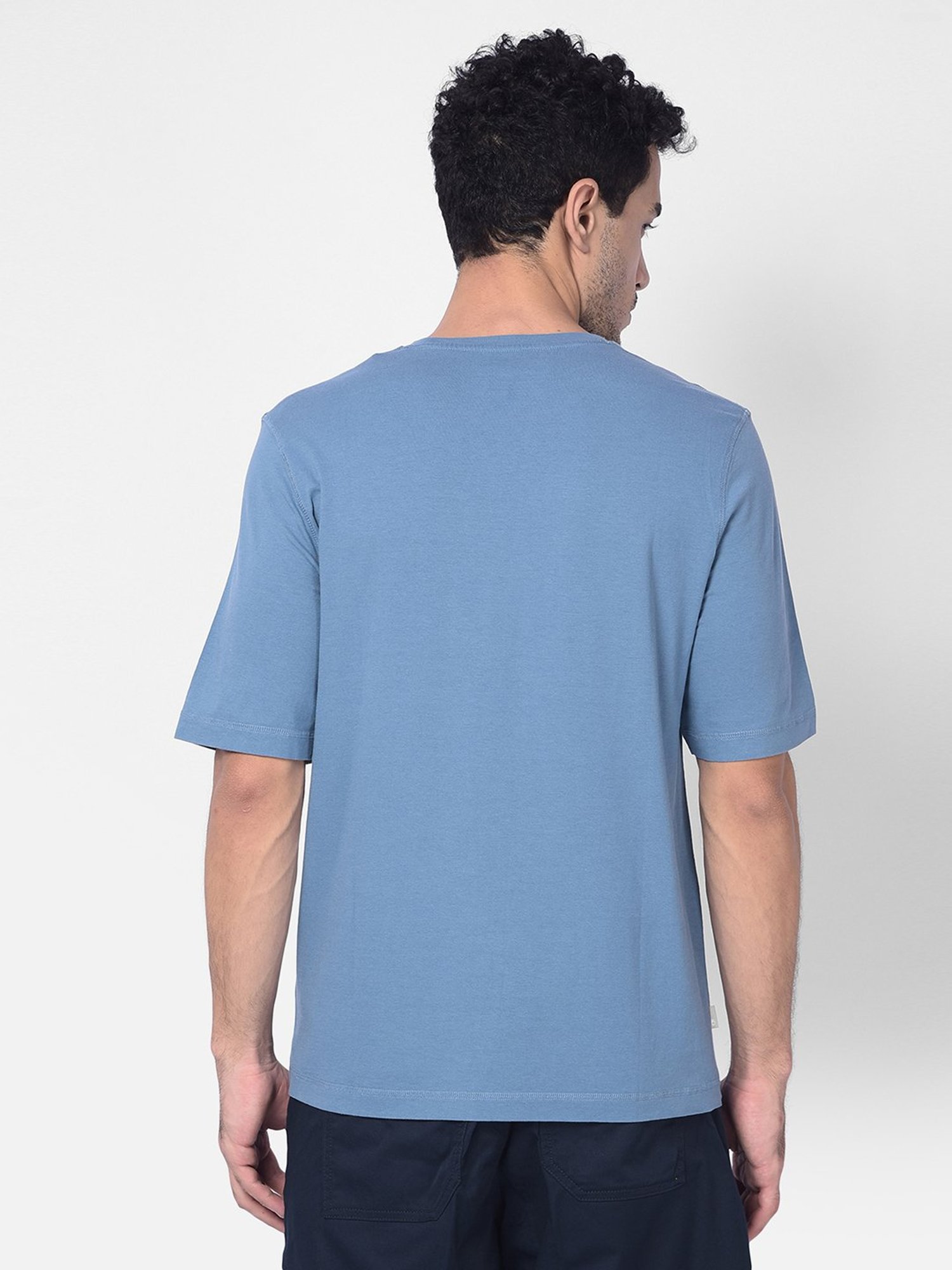 Timberland Blue Regular Fit Logo Print Crew T-Shirt