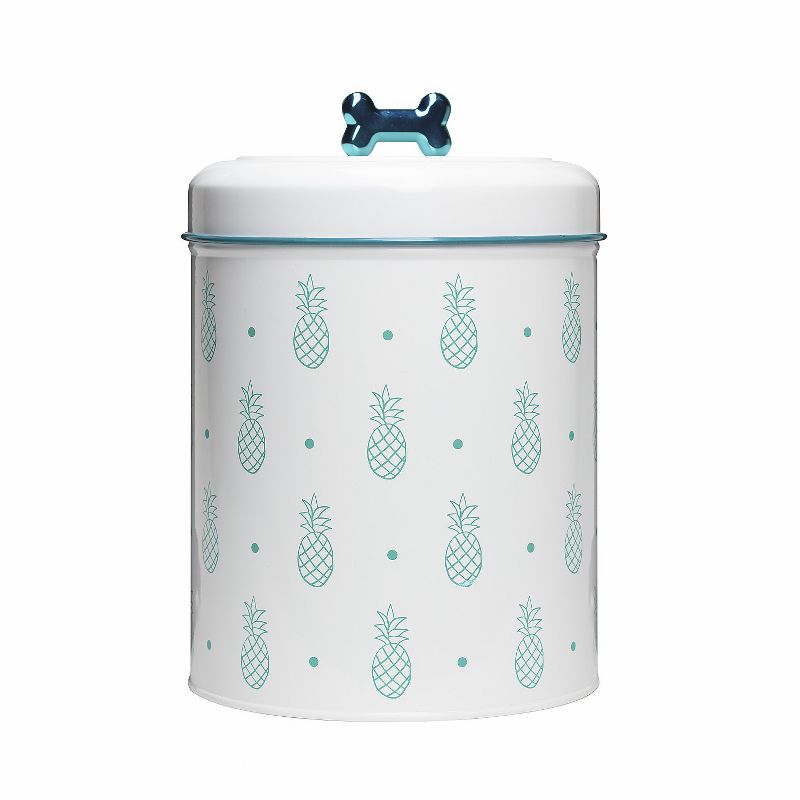 Amici Pet Pet Pineapple Glass Food Canister, Large, Turquoise, 140oz