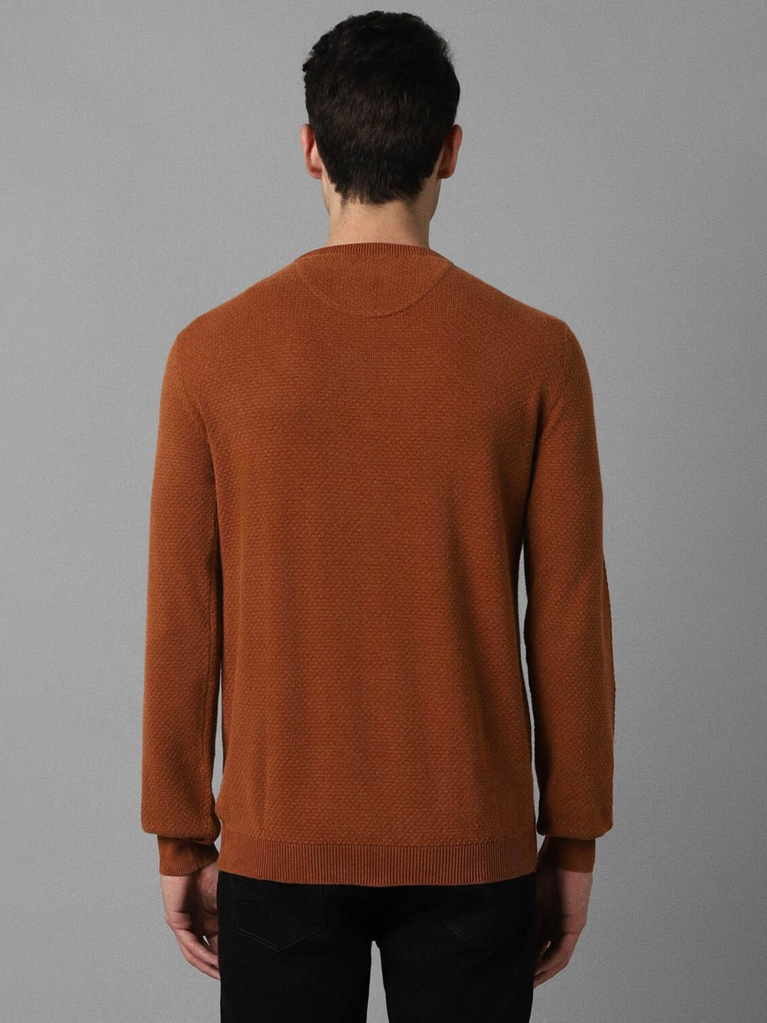 Louis Philippe Brown Cotton Regular Fit Sweater