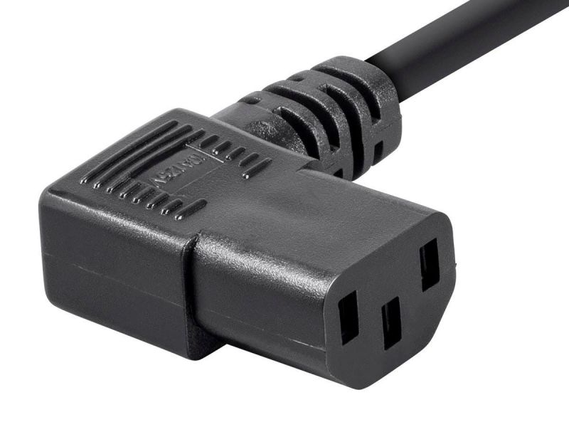 Monoprice 15ft 18AWG Power Cord w/ 3 Conductor PC Power Connector Socket, 10A (NEMA 5-15P to Right Angle IEC-320-C13)