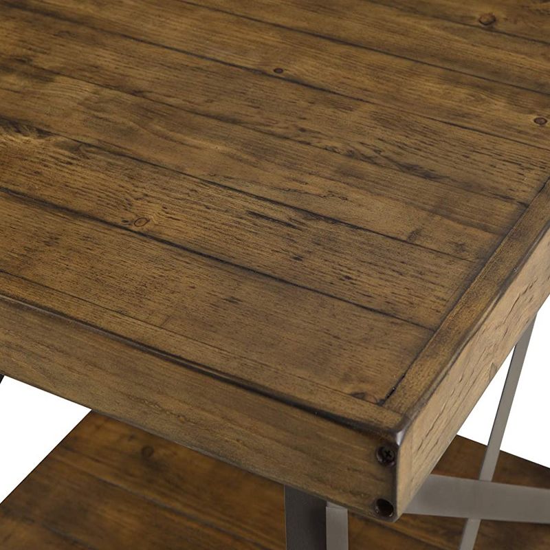 Wallace & Bay T100-1 Chandler Hardwood Square Accent Side Table with Storage Shelf for Household Essentials and Reliable Metal Legs