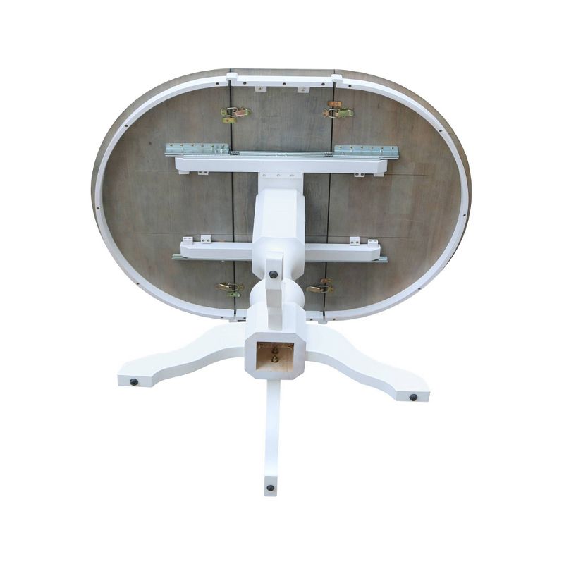 36" Kent Round Top Counter Height 12" Drop Leaf Dining Table White/Heather Gray - International Concepts