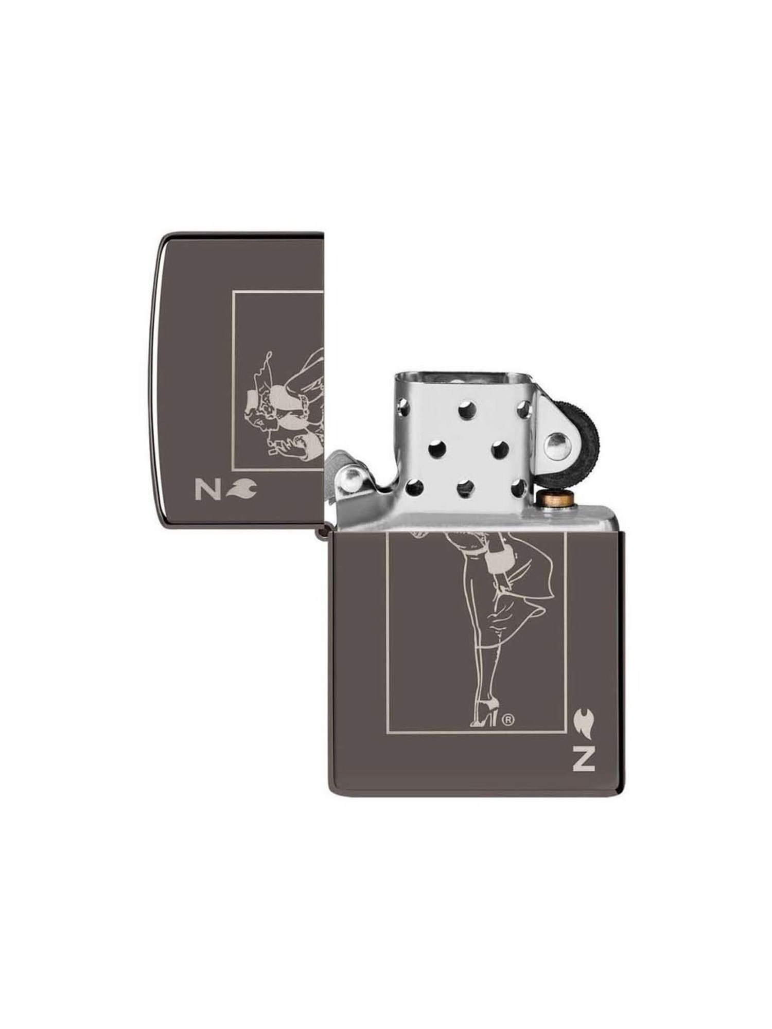 Zippo Black Brass Windy Design Windproof Pocket Lighter