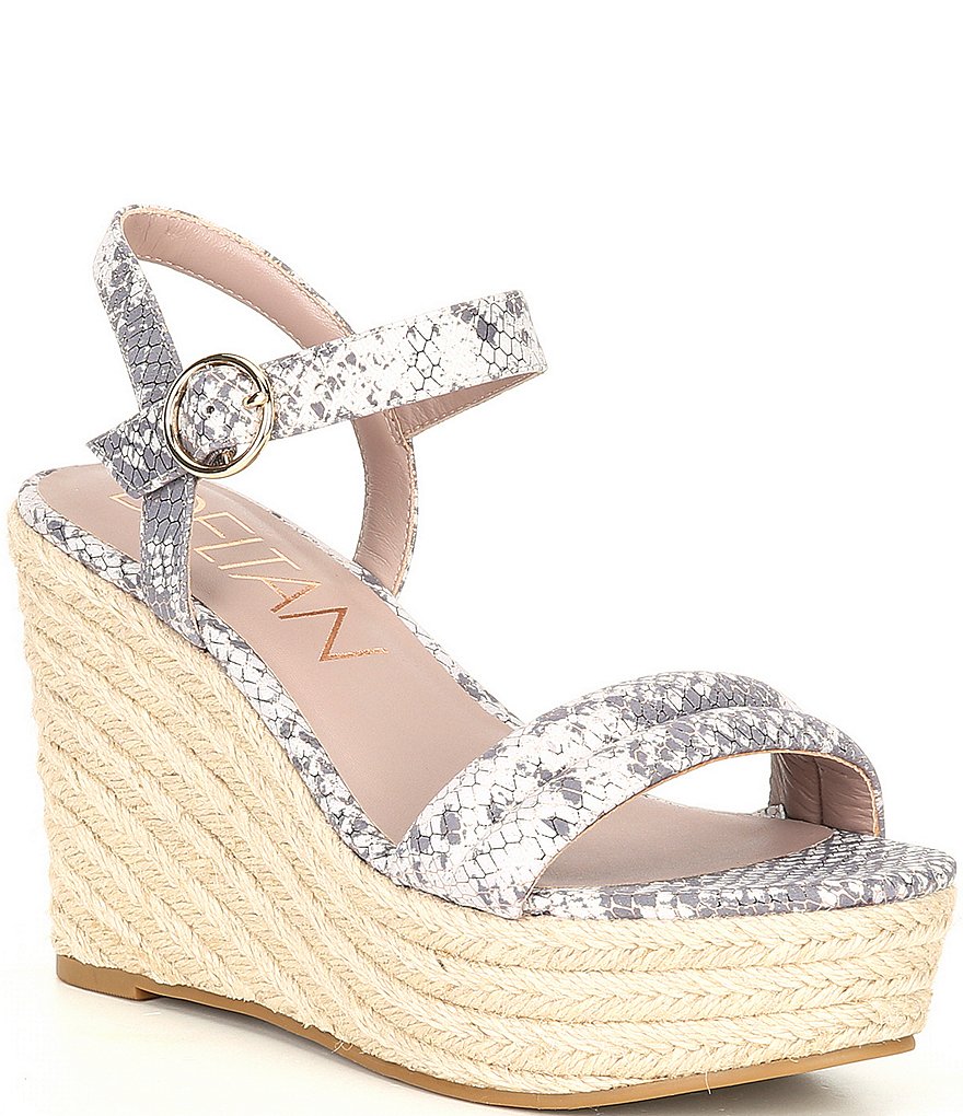 Deltan Everly Snake Print Leather Espadrille Wedges