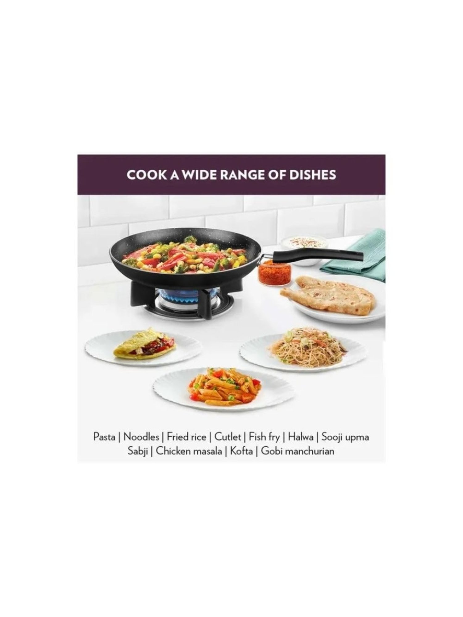 Borosil Black Aluminium Fry Pan - (1000ml)