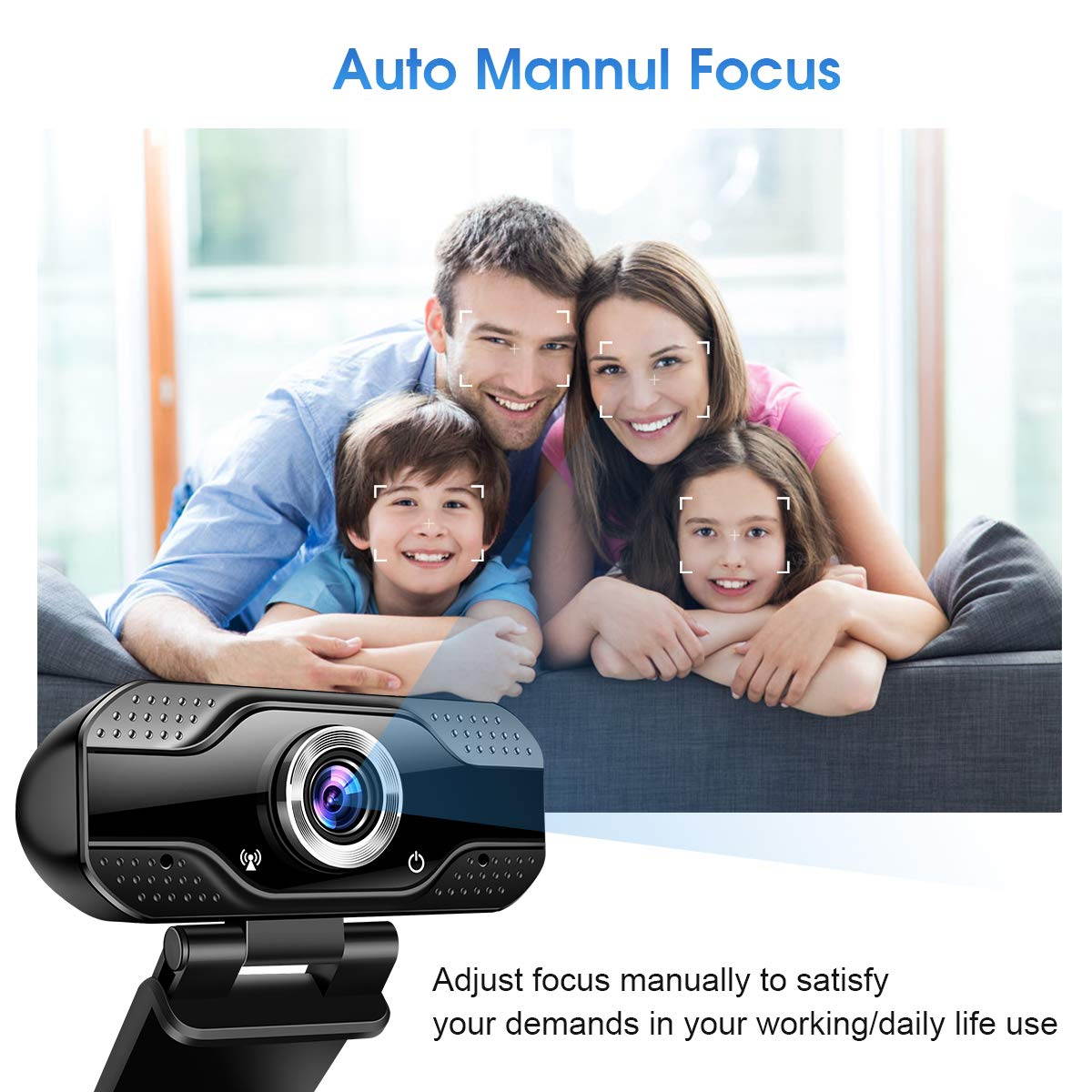 Hannord Video Calling Recording Conferencing Live Class Webcam,1080P Full HD Webcam USB Desktop & Laptop Webcam Live Streaming Webcam with Microphone Widescreen HD Video Webcam