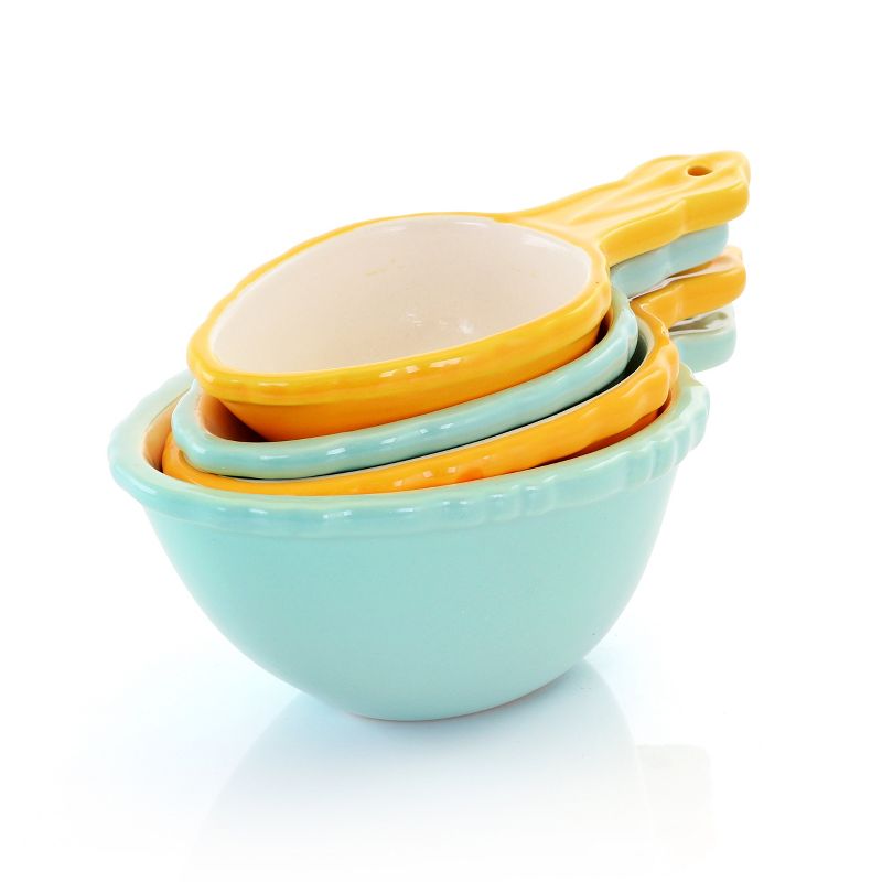 Gibson 4 Piece Ceramic Measuring Scoop Set in Yellow and Blue