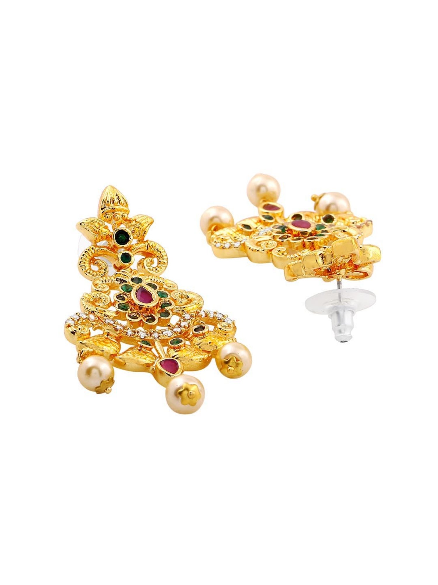 Estele Gold-Plated CZ Magnificent Bridal Necklace Set for Women